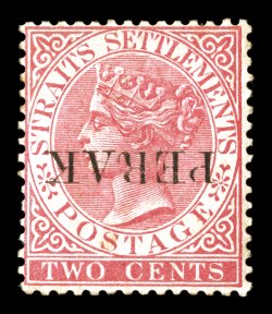 S.G. 17b, 1884 2c Pale rose, inverted overprint, strong color, slightly toned o.g., fine a seldom offered error ex-Dr. Yau (Scott 6a $525.00).