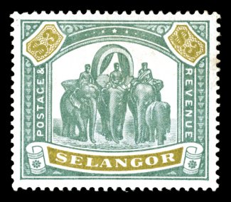 S.G. 63, 1897 $3.00 Green and ochre, especially well centered, bright fresh colors, o.g., lightly hinged, extremely fine (Scott 38 $675.00).