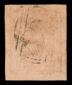 S.G. 3, 1861 1p Embossed on buff, full margins around, clear embossing, lightly cancelled, slight soiling, otherwise very fine clear 1987 PF and 1996 Brandon certificates
ex-Chapin (Scott 7 $1,275.00).