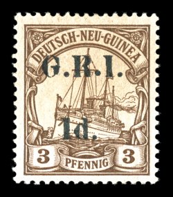 S.G. 1, 1914 1p on 3pf Brown, setting I, well centered, rich color, o.g., very fine (Scott 1 $500.00).