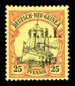 S.G. 7, 1914 3p on 25pf Black and red on yellow, bright colors, o.g., small h.r., very fine signed Friedl (Scott 7 $350.00).