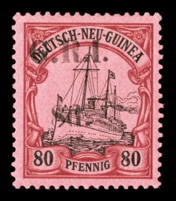 S.G. 11, 1914 8p on 80pf Black and carmine on rose, well centered, deep colors, o.g., lightly hinged, very fine signed H. Bloch and Richter (Scott 11 $900.00).