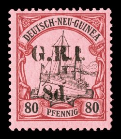 S.G. 26, 1914 8p on 80pf Black and carmine on rose, vibrant colors, o.g., lightly hinged, very fine signed H. Bloch (Scott 26 $450.00).