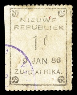 S.G. 1, 1p Black on yellow, 9 JAN 86, a highly collectable example of this rarity, which is only known used, straight-edge at left, a few small faults but actually in better
quality than most, as every example we are aware of has faults to some