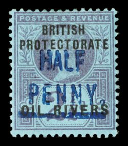 S.G. 14, 1893 ½p on 2½p Purple on blue, Ty. 4 surcharge in blue, attractive colors, o.g., h.r., fine (Scott 24 $325.00).