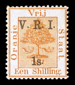 S.G. 121a, 1900 1s surcharge Ty. 32 on 1- Orange yellow, error of color, bright color, o.g. with just slight gum toning, overall a fine example of this very scarce error
(Scott 52j $1,500.00).