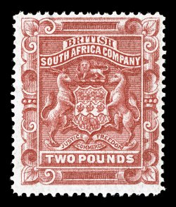 S.G. 11, 1890 £2 Rose red, strong rich color, full o.g., lightly hinged, nearly very fine (Scott 17 $475.00).