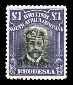 S.G. 243, £1 Black and violet, Die II, perforated 14, unusually well centered, deep intense colors and impression, o.g., lightly hinged, choice very fine 2004 Brandon
certificate (Scott 138 $400.00).