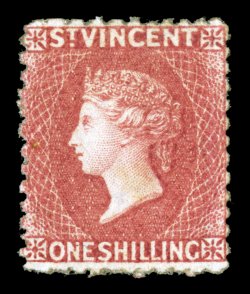 S.G. 17, 1872 1- Deep rose red, perforated 11 to 12 12, deep vibrant color, well centered for this, part o.g., very fine ex-Jaffe (Scott 17 $900.00).
