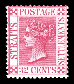 S.G. 94a, 1894 THREE CENTS surcharge on 32c Carmine rose, the rare error without surcharge, an incredibly fresh and choice mint example of this seldom offered rarity, rich
luxuriant color, centered a bit to top right as are all known examples,