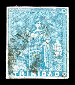 S.G. 15, 1855 (1p) Pale to greenish blue, second issue, handsome used single, four large even margins, bright color, lightly cancelled, small natural inclusion, extremely fine
clear 2005 BPA certificate ex-Burrus (Scott 12 var.)