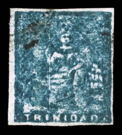 S.G. 16, 1856 (1p) Deep blue, Third issue, handsome appearing used single, full to large margins, exceptionally bright and fresh, unusually light cancelled that is practically
face-free, tiny thin speck, otherwise very fine clear 2004 Brandon c