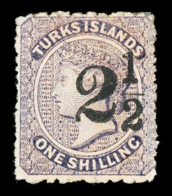 S.G. 27, 1881 2½ on 1- Lilac, setting 3, surcharge type 17, unused, warm rich color, rather well centered, faint natural paper wrinkle, otherwise a very fine example of this
seldom offered stamp clear 1963 PF and clear 2008 BPA certificates