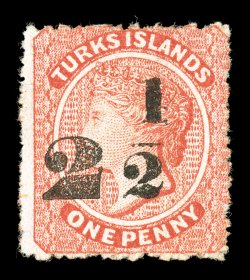 S.G. 34, 1881 2½ on 1p Dull red, setting 8, surcharge type 23, unused, bright fresh color, fine ex-Jaffe (Scott 29 $600.00).