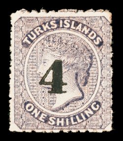 S.G. 46, 1881 4 on 1- Lilac, setting 2-6, surcharge type 30, unused, with small part o.g., well centered for this, a fine example of this rare stamp 1987 RPS certificate
ex-Sovereign (Scott 39 $2,750.00).