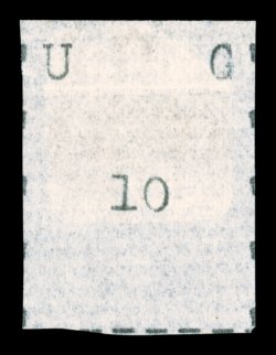 S.G. 27, 1895 10(c) Black, narrow letters, narrow stamp, without gum as issued, borders on three sides, bright paper, very fine ex-Dr. Scott (Scott 27
$1,000.00).