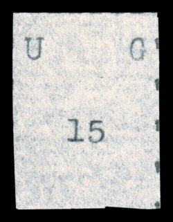 S.G. 28, 1895 15(c) Black, narrow letters, narrow stamp, without gum as issued, full or partial borders on three sides, very fine signed H. Bloch ex-Dr. Scott (Scott 28
$1,000.00).