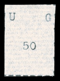 S.G. 33, 1895 50(c) Black, narrow letters, narrow stamp, without gum as issued, full frame lines at bottom and right, partial frame lines on the other two sides, exceedingly
fresh, very fine ex-Dr. Scott (Scott 33 $950.00).