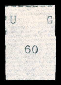 S.G. 34, 1895 60(c) Black, narrow letters, narrow stamp, without gum as issued, frame lines on three sides, wonderfully fresh paper, very fine ex-Dr. Scott (Scott 34
$1,900.00).
