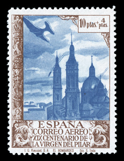 B109-22, CB8-17, EB2, 1940 10c+5c to 10P+4P Virgin of the Pillar cplt., fresh and well centered, o.g., n.h., except EB2 l.h., very fine set (Edifil 890-913
Ç1,200).