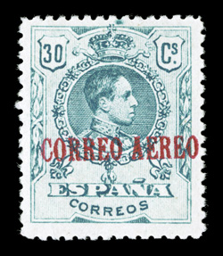 C5 Footnote, 1920 30c Green, Correo Aereo overprint, fresh and well centered, o.g., l.h., very fine signed Galvez (Edifil NE22 Ç950).