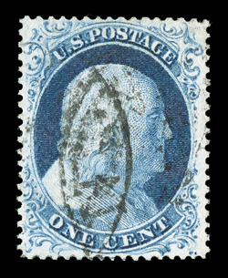 23, 1c Blue, Ty. IV, exceptionally well centered within especially large margins for this issue, the design being clear of the perforations all around, bold color and sharp
impression, extremely fine 1996 PF certificate