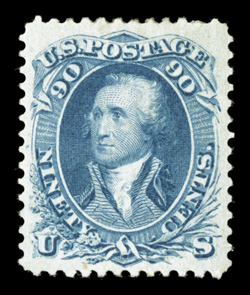 72a, 90c Pale blue, uncharacteristically well centered within large margins, lovely fresh color in this distinctive shade, o.g., extremely fine a handsome example of this
scarce high value 2003 PF certificate.