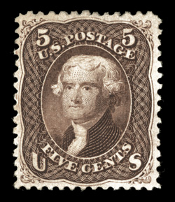 76, 5c Brown, deep intense color and a highly detailed impression, nicely centered, o.g., very fine 1985 and 2000 PF certificates.