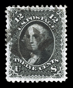 85E, 12c Black, Z grill, an exceedingly choice used example of this notoriously difficult grilled stamp, featuring outstanding centering within considerably larger margins than
normally found on this, deep intense color and a prooflike impress