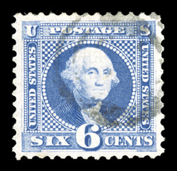 115, 6c Ultramarine, used, uncharacteristically well centered and margined, fresh color and paper, light cancel, extremely fine 1980 PF certificate.