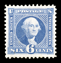 126, 6c Blue re-issue, a most impressive mint example of this very scarce and difficult value, rich vibrant color and a clean impression on bright paper, outstanding centering
within uncharacteristically large margins, especially full and intact