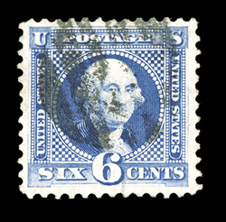 126, 6c Blue re-issue, an exciting used example of this very rare stamp, possessing exceptional centering amid uncharacteristically large margins, intense re-issue color and
impression on bright fresh paper, neatly and unobtrusively cancelled wi