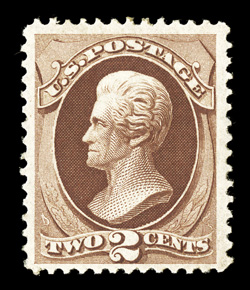146, 2c Red brown, well centered within exceptionally large margins, rich color, o.g., lightly hinged, very fine 1993 PF certificate for a pair, this being the top
stamp.