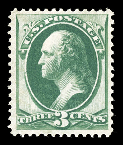 147, 3c Green, uncommonly well centered and margined, strong color, o.g., lightly hinged, extremely fine 1997 PF certificate and a 2006 PF certificate (VF-XF
85).