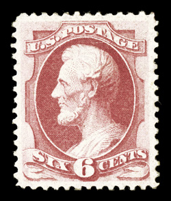 148, 6c Carmine, a premium quality mint single, exceptionally well centered within large margins, fresh color, o.g., lightly hinged, extremely fine and choice an especially
challenging stamp to find this nice 2002 PF certificate.