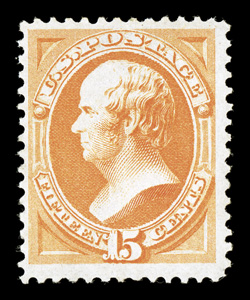 163, 15c Yellow orange, scarce mint example, warm color, full o.g., lightly hinged, nearly very fine 1980 and 2005 PF certificates.