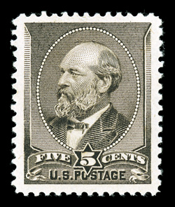 205, 5c Yellow brown, a spectacular mint single, sporting margins of extraordinary size and being incredibly well centered within these impressive borders, rich luxuriant color
and a highly detailed impression, clean o.g., lightly hinged, extrem