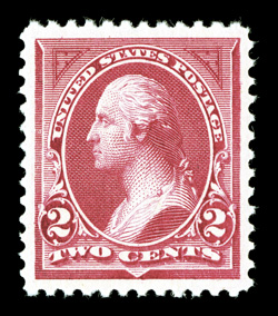 249, 2c Carmine lake, Ty. I, a highly select mint single that is particularly well centered within very large margins, bright fresh color, o.g., n.h., extremely fine actually a
rare and challenging stamp in this gem quality 2005 PF certificate