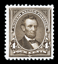 254, 4c Dark brown, well centered within exceedingly wide margins, rich color, o.g., n.h., choice very fine 2007 PSE certificate.