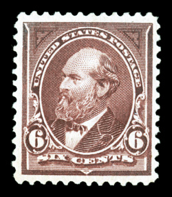 256, 6c Dull brown, very well centered within uncommonly large margins, sumptuously rich color and a sharp impression on fresh paper, o.g., n.h., extremely fine 2000 and 2005
PF certificates.