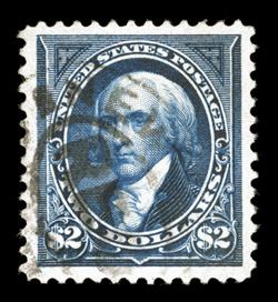 262, $2.00 Bright blue, incredibly well centered within lavish margins which are rarely seen on this stamp, deep color, a couple minor creases, extremely fine and striking
appearance clear 1972 PF certificate ex-Sheriff, Twigg-Smith.
