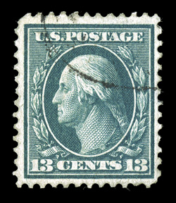 365, 13c Blue green on bluish paper, scarce used example, well centered and margined, strong rich color, light face-free cancel, very fine quite difficult to fine both used and
completely sound 2009 PF certificate.