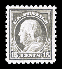 437, 15c Gray, uncharacteristically well centered and margined, quite fresh, o.g., n.h., extremely fine 1994 and 2004 PF certificates.