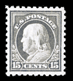 475, 15c Gray, excellent centering within large margins, strong color, o.g., n.h., extremely fine 1999 PSE certificate.