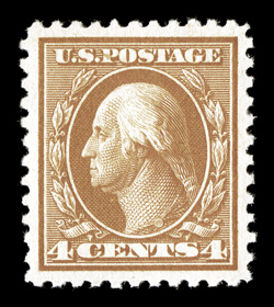 503, 4c Brown, marvelously well centered and margined, fresh bright color, pristine o.g., n.h., extremely fine gem 2009 PSE certificate (Superb 98 SMQ
$490.00).