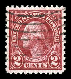 579, 2c Carmine coil waste, used, well centered within much larger margins than typically found, deep color, light wavy machine cancel, extremely fine 1996 PF
certificate.