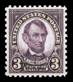 672, 3c Nebr. ovpt., gem mint single, flawlessly centered within large margins, deep luxuriant color, o.g., n.h., extremely fine 2007 PSE certificate (Superb 98 SMQ
$560.00).
