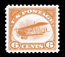 C1, 6c Orange, exceptionally well centered and margined, brilliantly fresh, o.g., n.h., extremely fine 2008 PSE certificate (XF-Superb 95 SMQ $410.00).