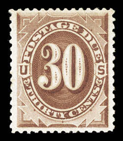 J6, 30c Brown, uncommonly well centered within wide margins, lovely rich color, o.g., lightly hinged, extremely fine 1989 PF certificate and a 2004 PSE certificate (VF-XF 85
SMQ $370.00).