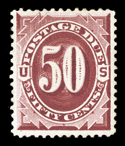 J28, 50c Bright claret, well centered and margined, rich vibrant color, o.g., lightly hinged, very fine 1984 PF and 2005 PSE certificate.